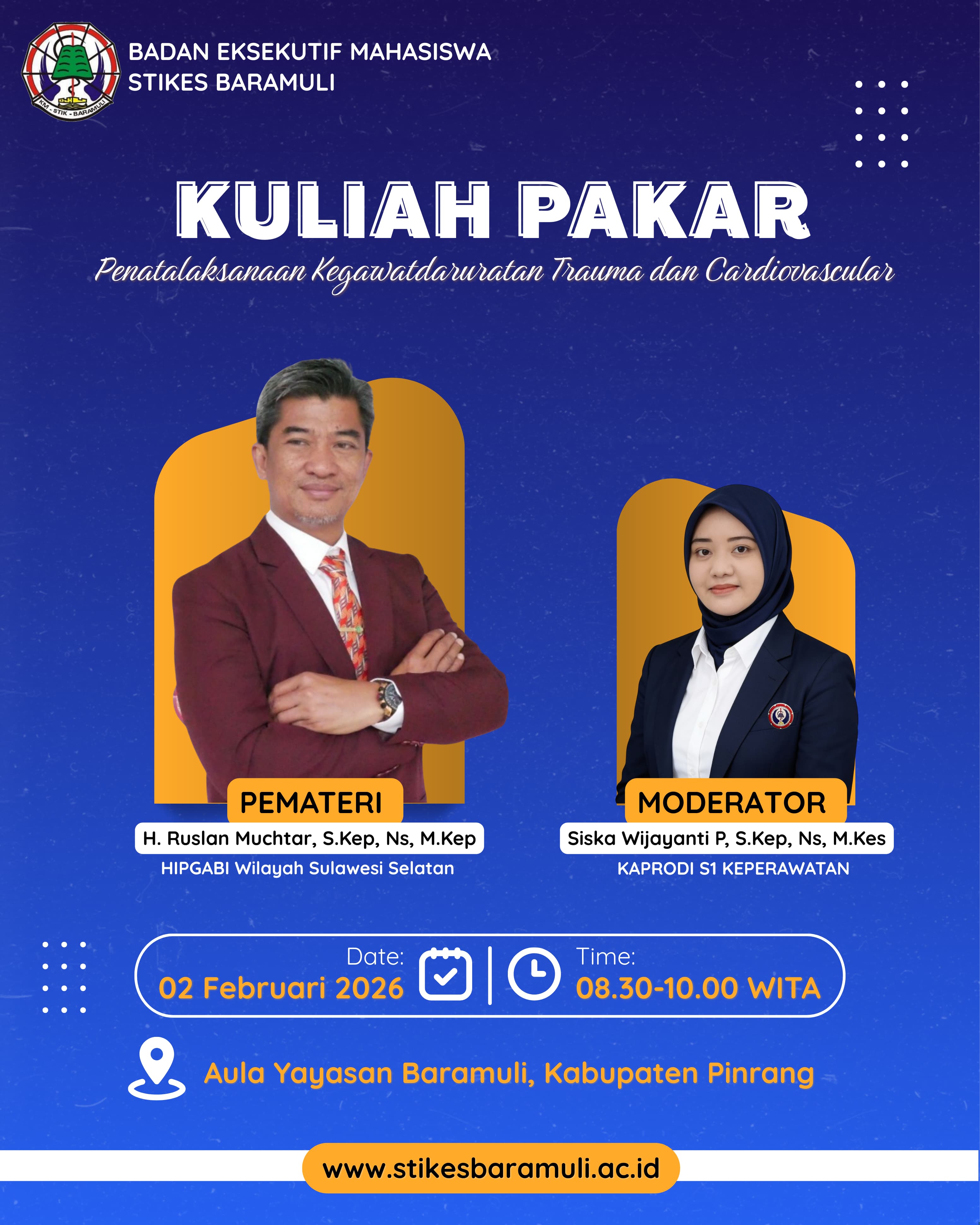 Penting Diikuti !! Kuliah pakar penatalaksanaan kegawatdaruratan trauma dan cardiovaskular 